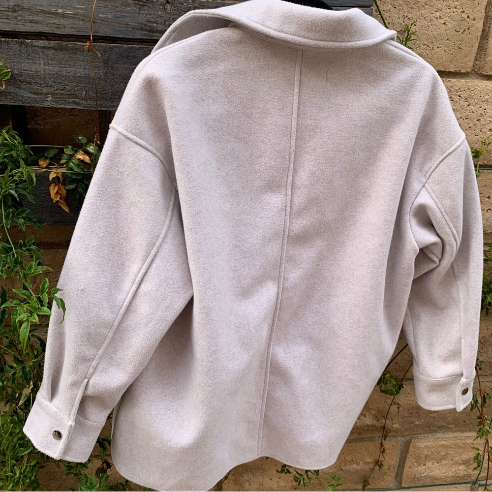 Zara Light Beige structured Shacket Jacket - Picture 8 of 8